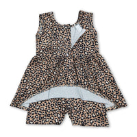 Sleeveless leopard kids girls summer one piece jumpsuit
