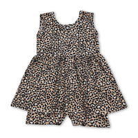 Sleeveless leopard kids girls summer one piece jumpsuit