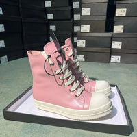 High Top Luxury Leather Lace Up Zip Sneaker