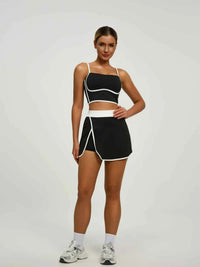 Women's Sports Set: Padded Crop Top & Pocket Skort