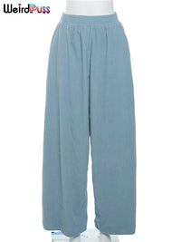 High Waist Corduroy Wide Leg Pants Women
