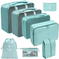 7/8/9/10-Pcs Travel Organizer Packing Cubes Set – Portable Luggage Storage Bags for Clothes, Shoes & Accessories