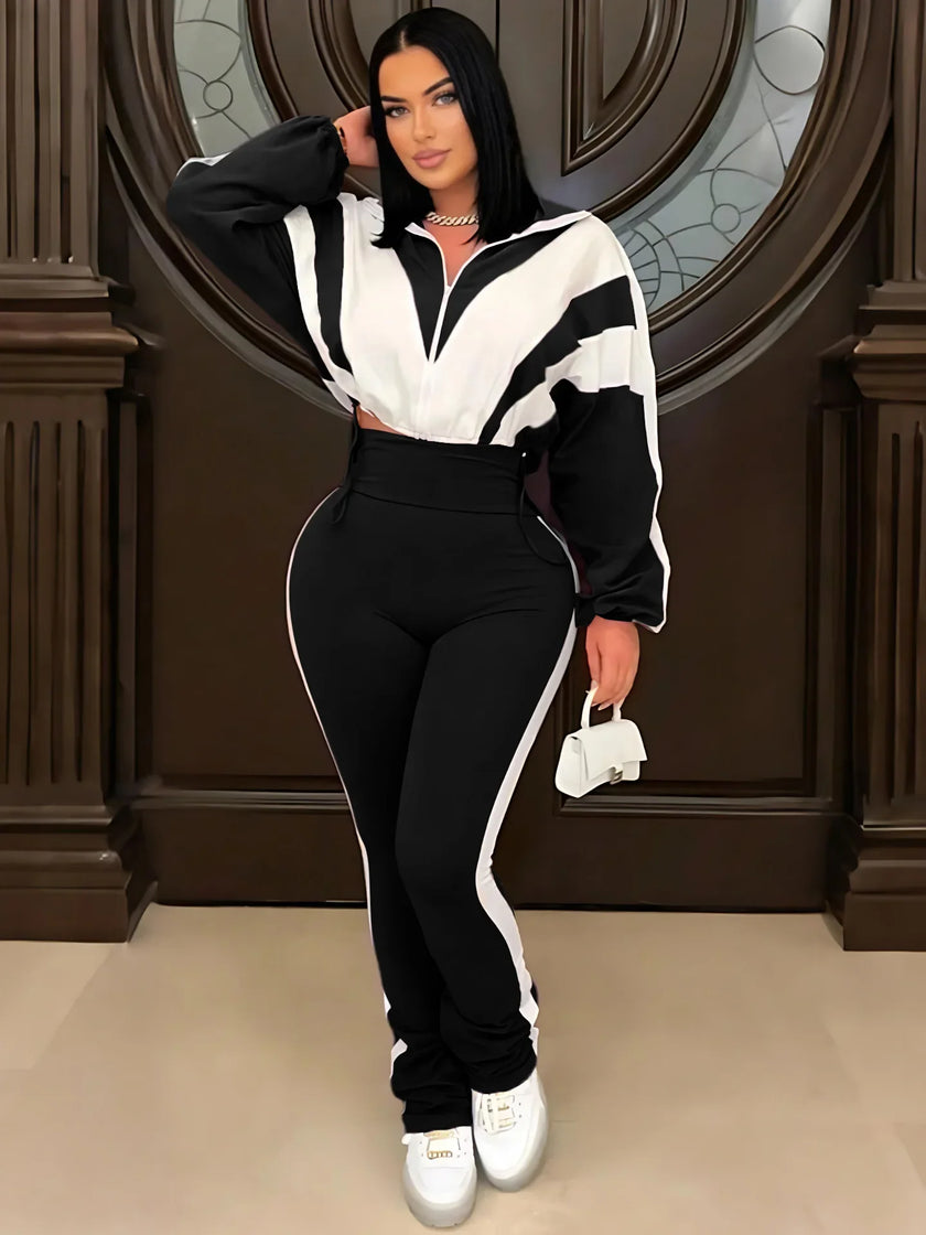 Color Block Pants Tracksuit Set