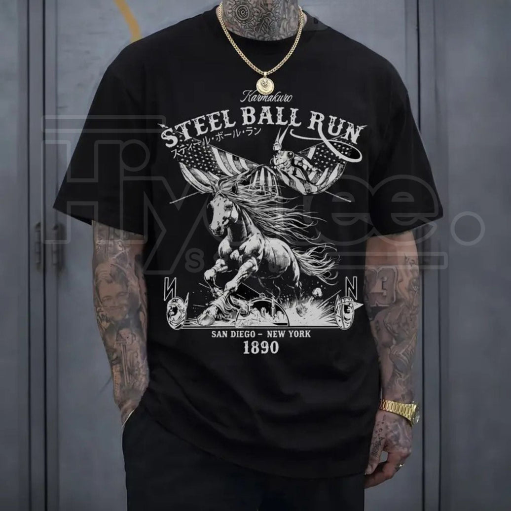 "Steel Ball Run Horse Racing" – American Flag Anime Unisex Graphic Top