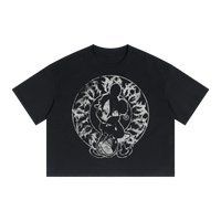 Alone Streetwear Tee Cropped Boxy T-Shirt Y2K 250GSM Summer Black Short Sleeve Crew Neck