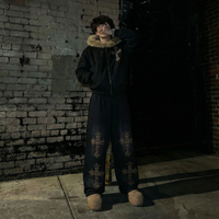 Black Sun Fade Boxy Hoodie With Detachable Fur Hood Cotton 360 GSM DTG Print