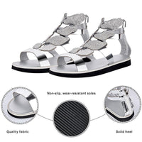 Luxury Summer Fashion Rhinestone Sandal Women Butterfly Soft Non-slip Flat Shoes Casual Breathable Outdoor Beach Rhinestone Sandals Women's Flat Sandals Jeweled Party Sandals