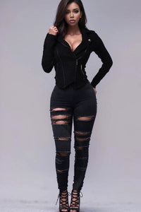 SlimFit Women's Slimming Stretch Leggings with Trendy Rips