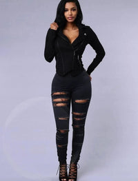 SlimFit Women's Slimming Stretch Leggings with Trendy Rips