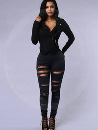 SlimFit Women's Slimming Stretch Leggings with Trendy Rips