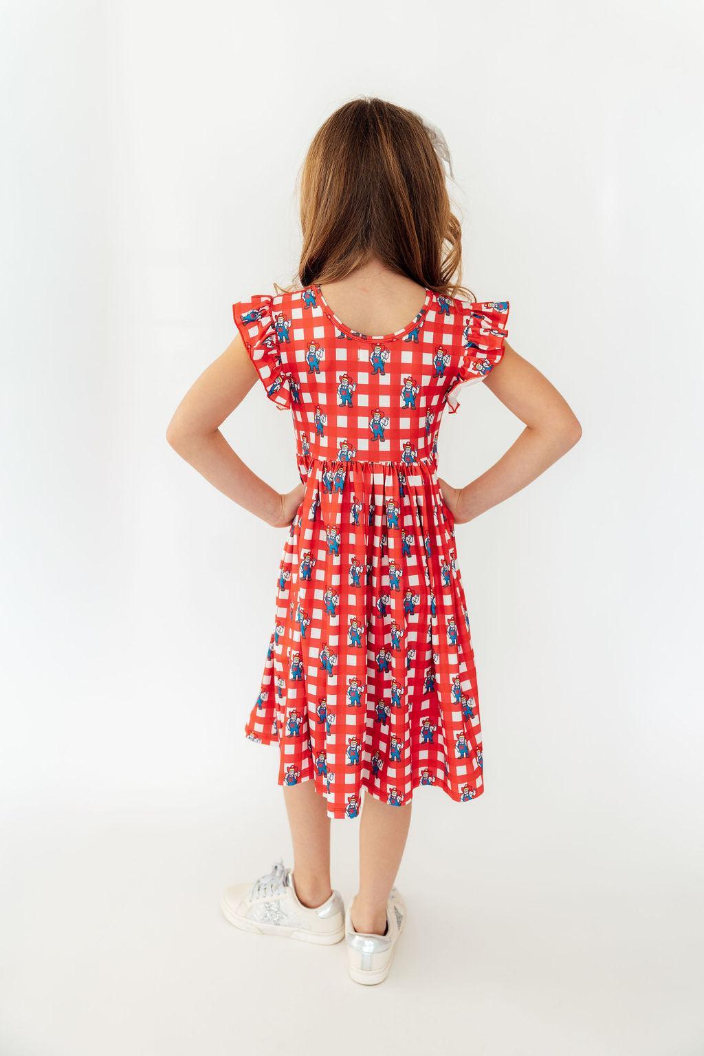 Nebraska Plaid Herbie Husker Flutter Twirl Dress