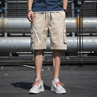 Men Shorts Casual Loose Sports Pants Overalls Men New Summer Fashion Beach Pants High Quality Shorts Men Summer Men's Outdoor Cargo Shorts Pocket Cotton Casual Half Pants Mid Waist Drawstring Loose Shorts