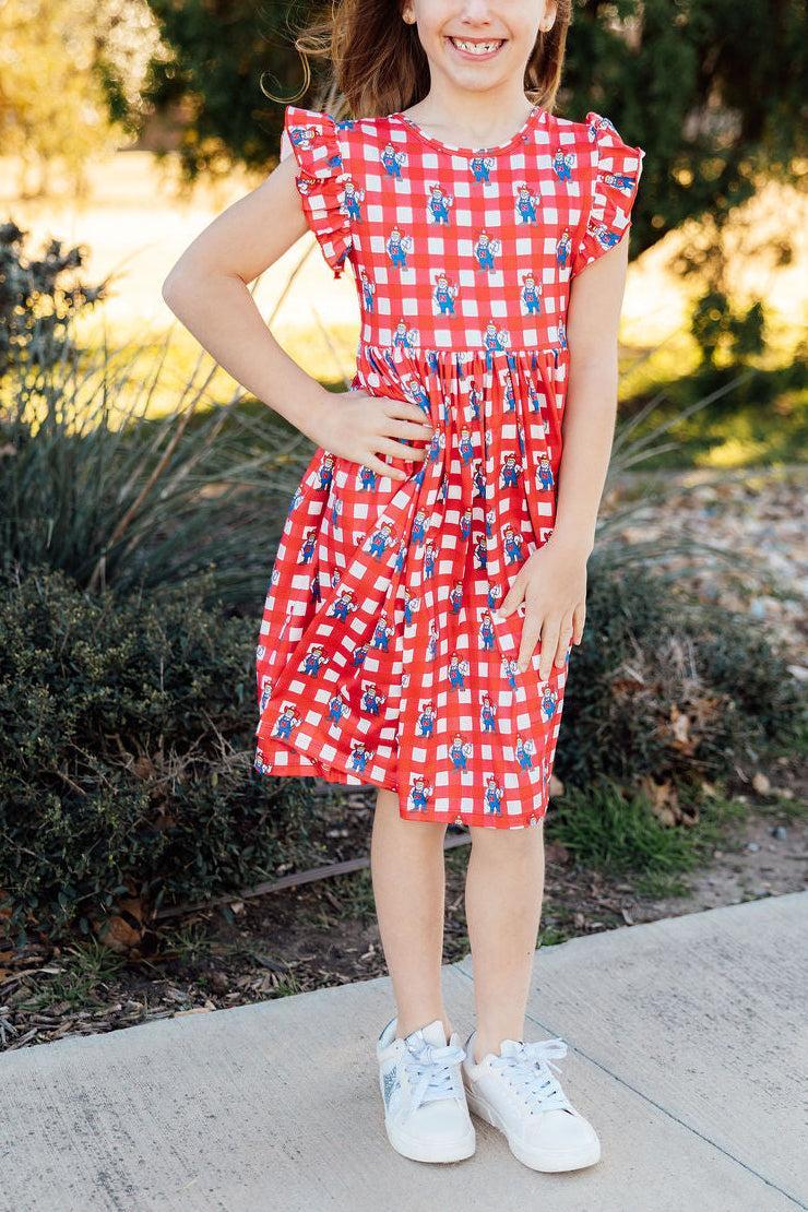 Nebraska Plaid Herbie Husker Flutter Twirl Dress