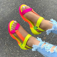 Multi Colors Casual Shoes Woman Flat Comfortable Sandals Female Light Sandals Flat Comfort Slip-On Elastic Ankle Strap Slingback Light Weight Casual Walking Sandals