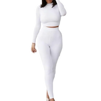 Two Piece Sets Tracksuits High Waist Stretchy Sportswear Hot Crop Tops And Leggings