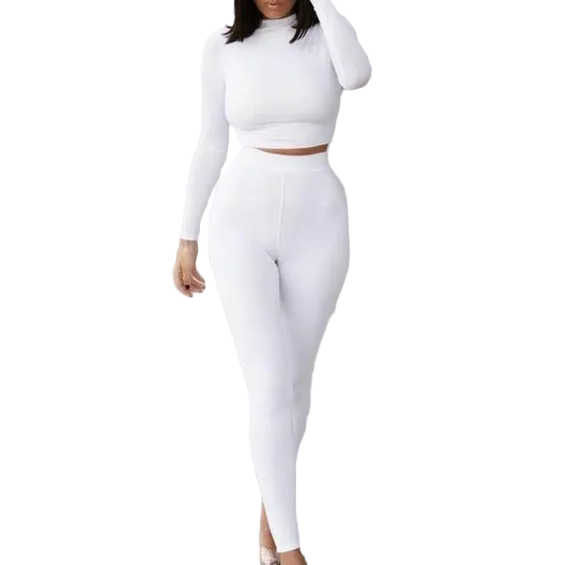 Two Piece Sets Tracksuits High Waist Stretchy Sportswear Hot Crop Tops And Leggings