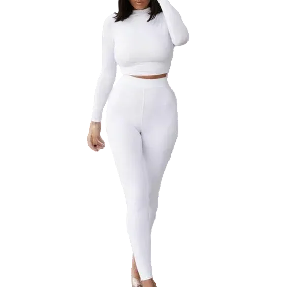 Two Piece Sets Tracksuits High Waist Stretchy Sportswear Hot Crop Tops And Leggings