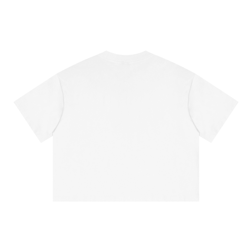 Director's Cut Streetwear Tee White Y2K Boxy Cropped T-Shirt 250GSM Summer Short Sleeve Crew Neck